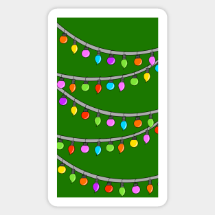 Colorful Rainbow Ornament String Lights Christmas Tree Design, made by EndlessEmporium Sticker